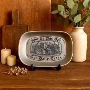 VTG‎ Wilton Pewter Daily Bread Plate Tray Made In USA Christian Decor Religious